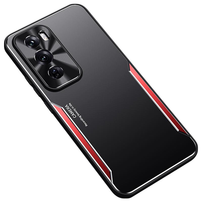 

For Oppo Reno12 5G (China) Phone Case Aluminum Alloy+TPU Shockproof Phone Cover Red