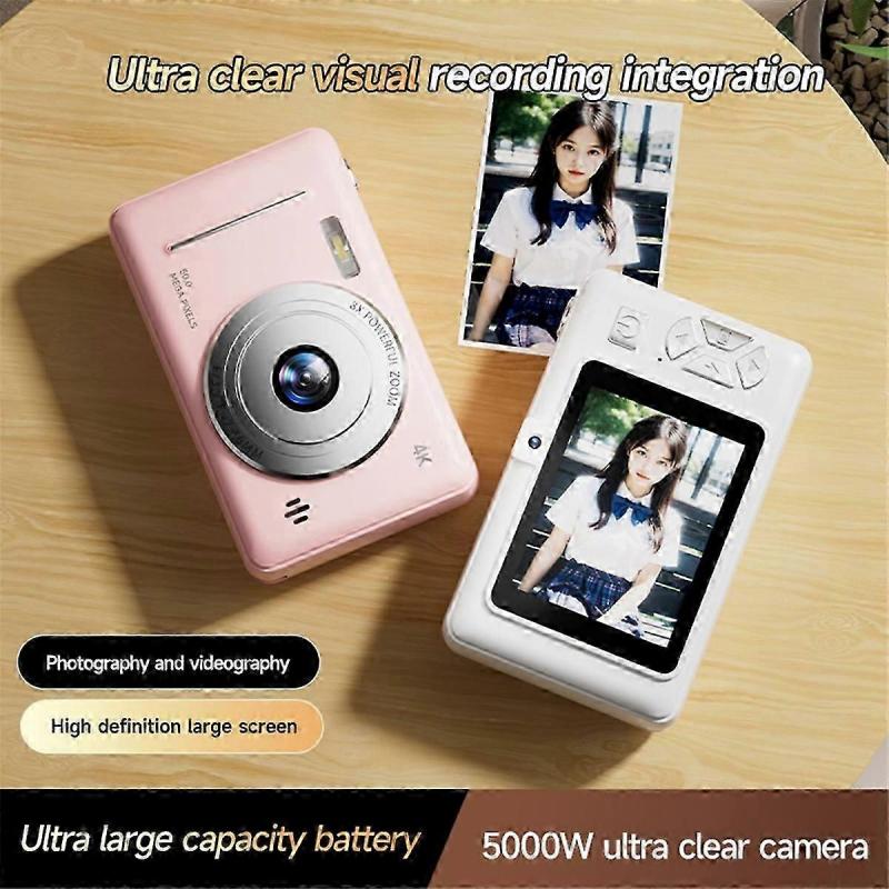 Appareil Photo Numérique 4K Portable Rétro Entrée de Gamme Double Appareil Photo Flash 50 Millions de Pixels Mise au Point Automatique