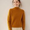Twisted Flower Half-High Collar Cashmere Knit Sweater - Women's Loose Solid Color Casual Pullover, Long Sleeve Warm Top
