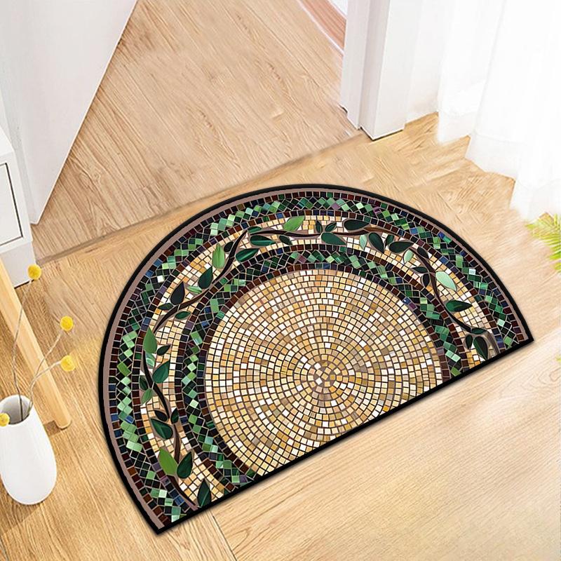 Half Round Door Non Slip Absorbent Semi Circle Area Rugs Washable Half Moon Floor Mats For Indoor Outdoor Patio Kitchen Bathroom