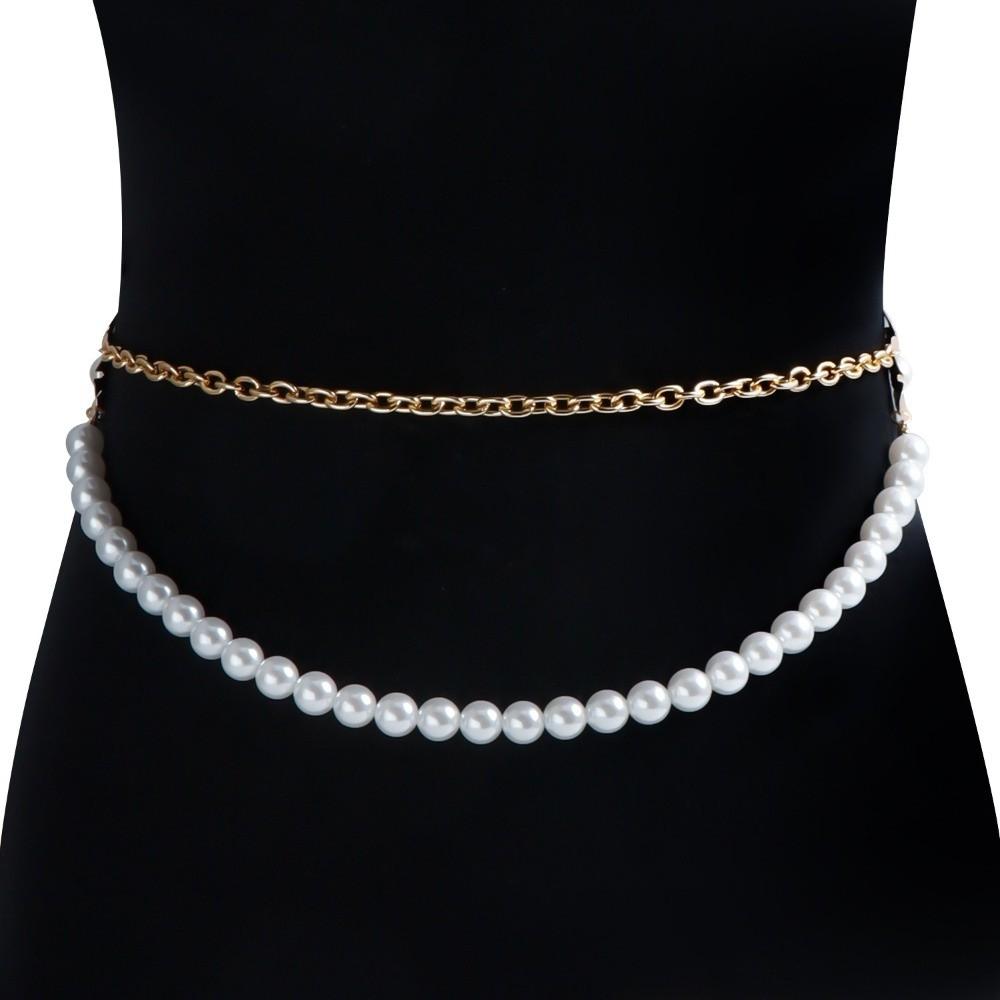 Vinrage Multilayer Pearl Waist Chain Heart Rhinestone Floral Belly Chain Tassel Elegant Dress Waistband Photoshoot