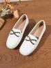 Women's Plus Size Casual Spring 2025 Soft Sole Loafers - Metal Detail, Flat Bottom, Lazy Bean Style