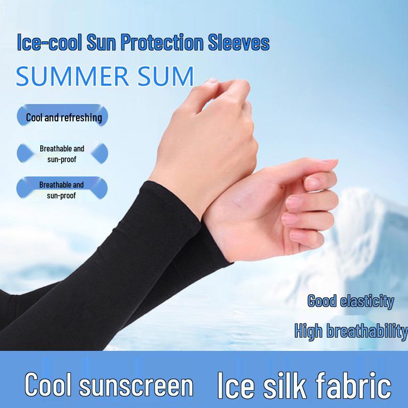 Unisex UV Protection Ice Silk Arm Sleeves - Breathable, High Elastic for Summer Sports & Cycling