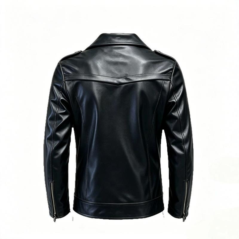 European and American men's PU leather jacket motorcycle jacket slim lapel zipper jacket fashion trend autumn