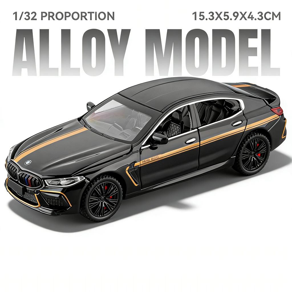 1:32 Scale M8 X3M Sports Car Model Toy Exquisite Interior Metal Diecast Sound Light Supercar Models Christmas Gifts for Boys