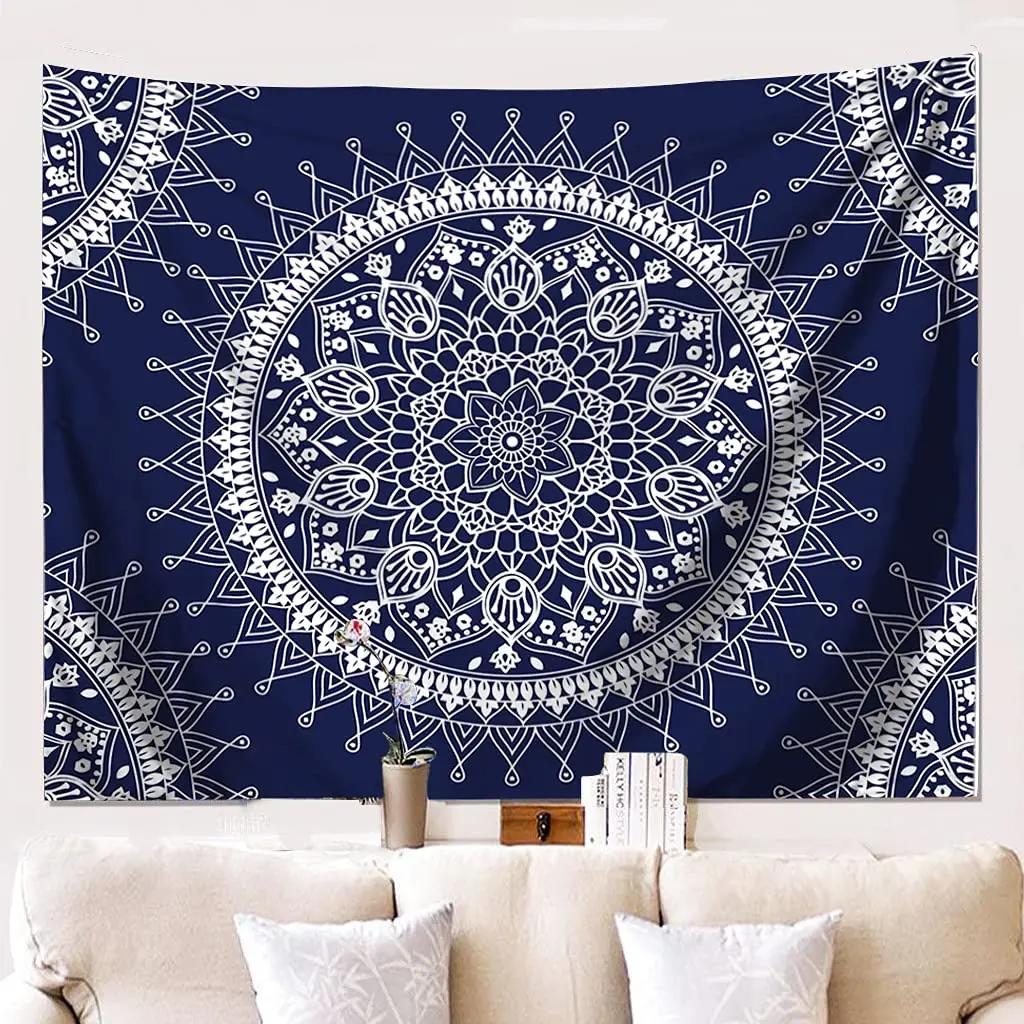 Boho Mandala Tapestry Aesthetic Wall Hanging Psychedelic Hippie Tapestries Vintage Art Home Decor for Bedroom Living Room Dorm