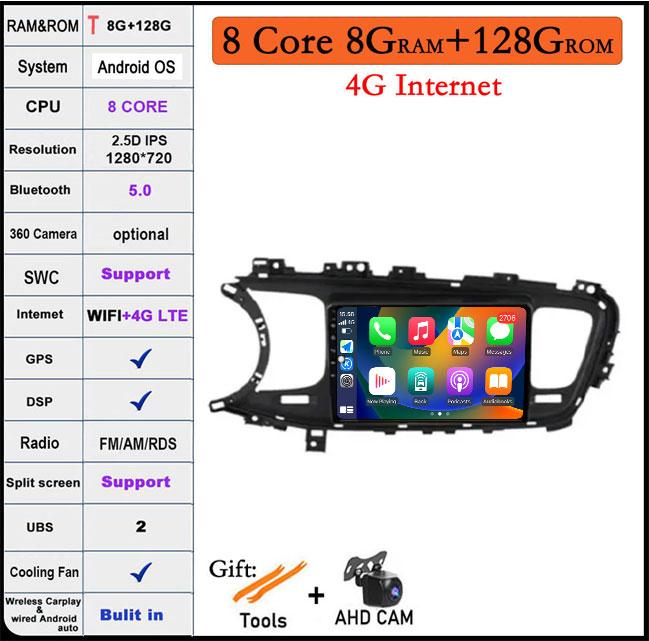 9 lnch For Kia K5 Optima 3 2011-2015 Car Radio Video 4G+wifi Multimedia Navigation GPS Stereo Android Auto Touch Screen