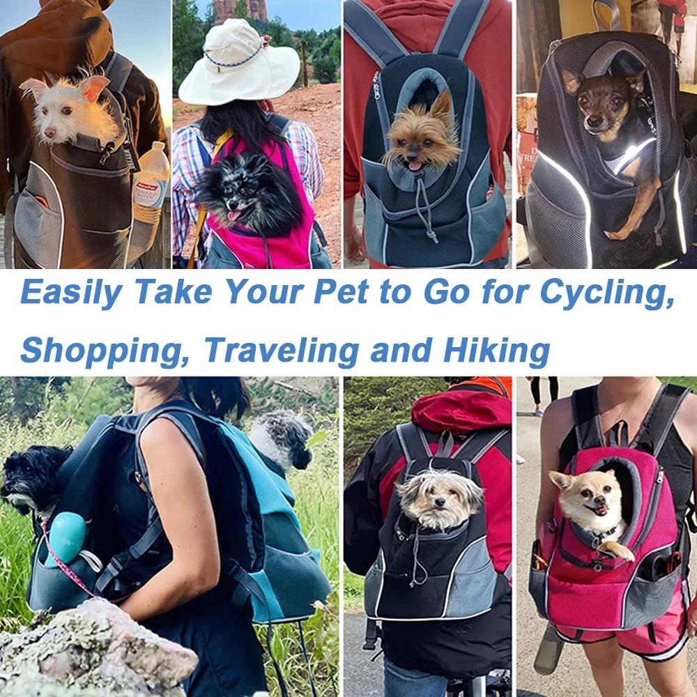 Portable Pet Carrier Backpack Breathable Mesh Dog Front Pack Double Shoulder Bag For Outdoor Travel Walking