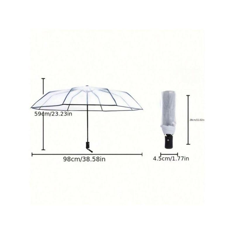 Fully automatic transparent folding umbrella trifold self-opening umbrella small fresh plastic umbrella thickened