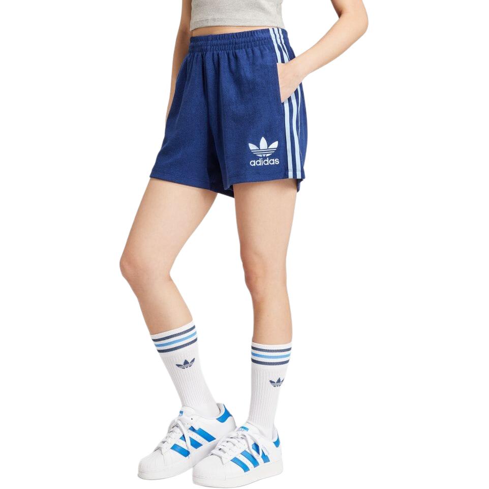Adidas Originals Logo Stripe Elastic Waist Shorts Women Bottoms Navy IR7472