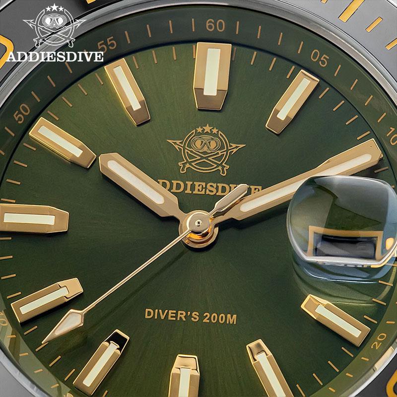 ADDIESDIVE Stainless Steel Watch for Men Waterproof Watches Super Luminous Diving Waterproof Quartz Watches AD2510 Reloj Hombre