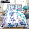 3 - Piece Coral Starfish Ocean Animals Bedding Set - Duvet Cover & Bedspreads for Kids' Home Textile
