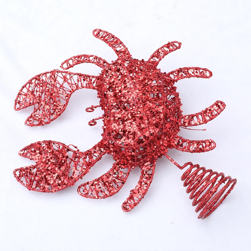 Christmas creativity, Christmas tree top decoration, red crabs, tree top stars, Christmas tree decorations, ornaments