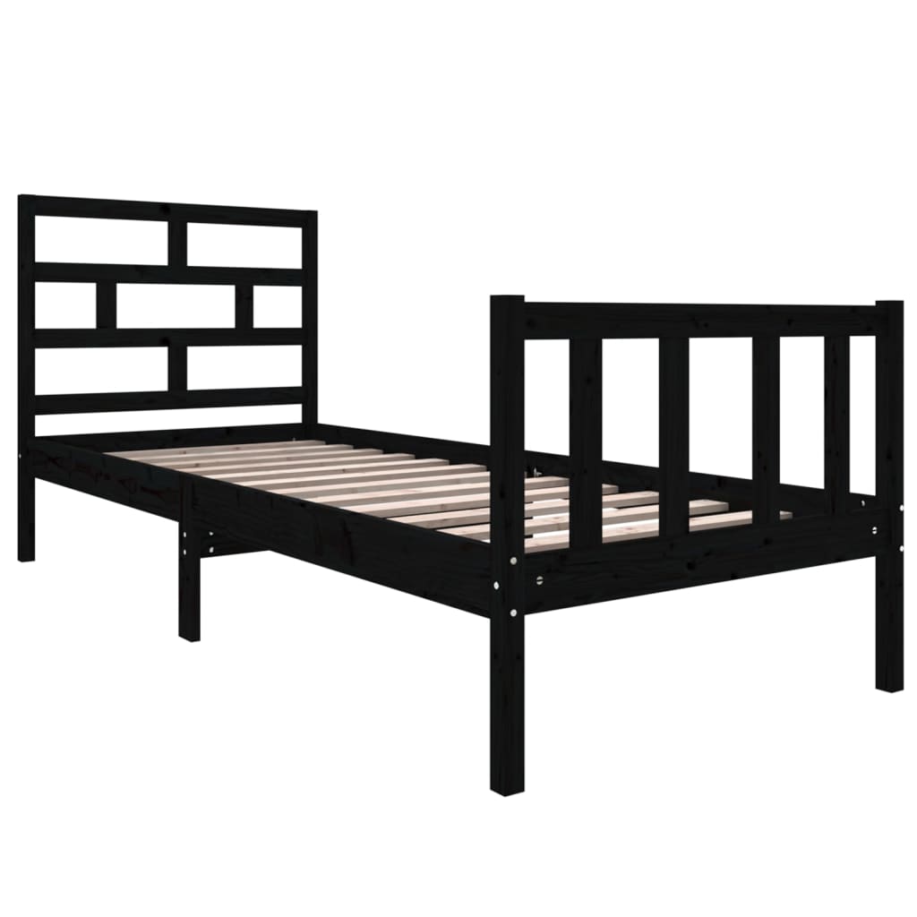 Solid Wood Bed Black Pine 75 x 190 cm