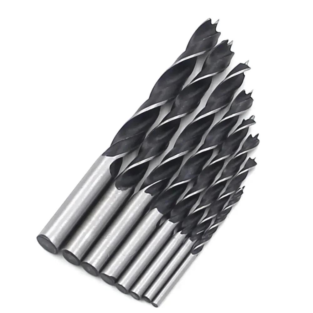 8pc 3-10mm Three-Pointed Woodworking Drill Bit Set - DC Twist Branch Drilling Bits with Plastic Storage Box for Electric Drill