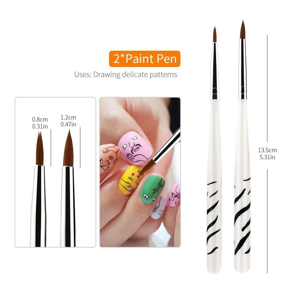 8pcs/Set Nail Art Pens 3D Drawing Carving Pen Nail Brush for Nails Panting Nail Art Brush Pen Kit