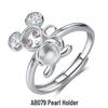 925 Silver Plated Open DIY Ring Base with Amber Gemstone for Women