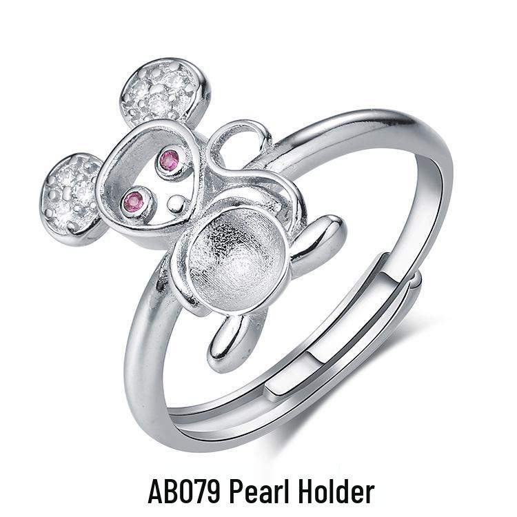 925 Silver Plated Open DIY Ring Base with Amber Gemstone for Women