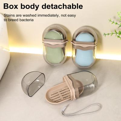 Travel Soap Case Transparent Design Compact Portable Leakproof Soap Holder with Lid Soap Dish with Drainage Tray