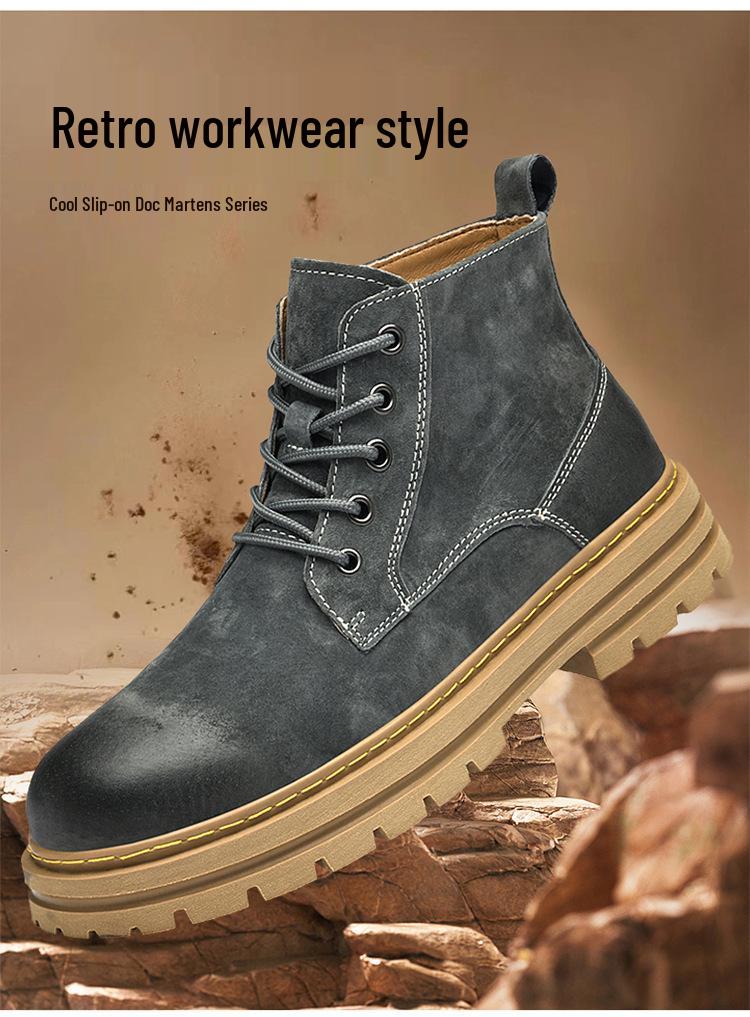 Men's High Top Leather Martin Boots - Outdoor, Autumn/Winter, Casual, Hiking, Work Boots.
