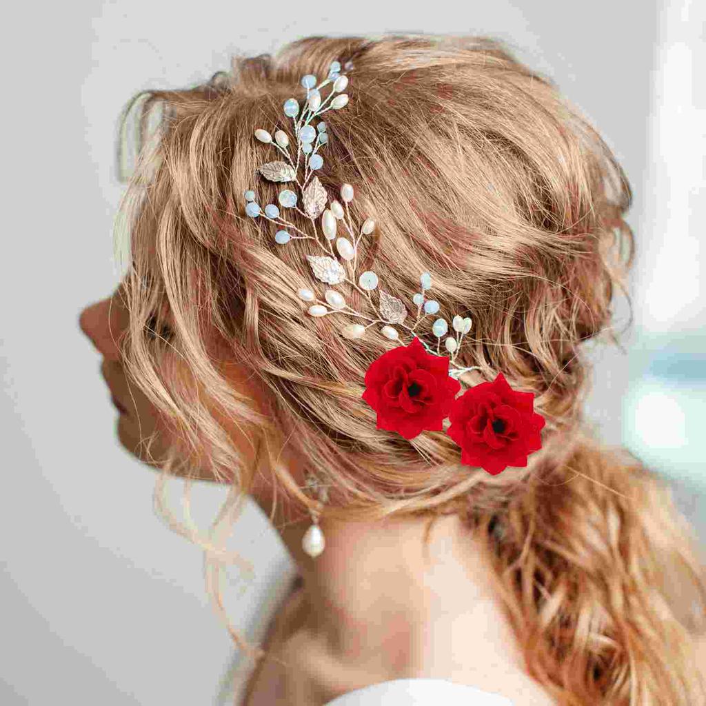 6 Pcs Hairpin Clip Barrettes Flower Girl Party Chic Accessories Wedding Zinc Alloy Rose Headdress Miss Bride