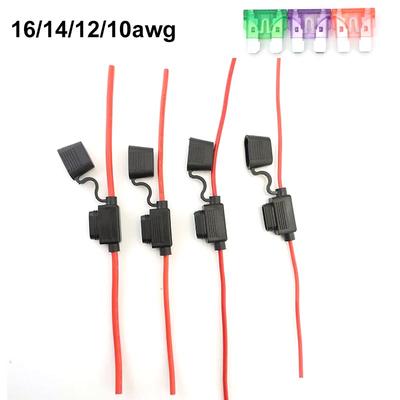 16/14/12/10AWG Su Geçirmez Orta Otomatik Sigorta Güç Soketi Tutucu Araba Bıçağı Standart Sigorta tel kablosu 10A 20A 30A 50A sigorta