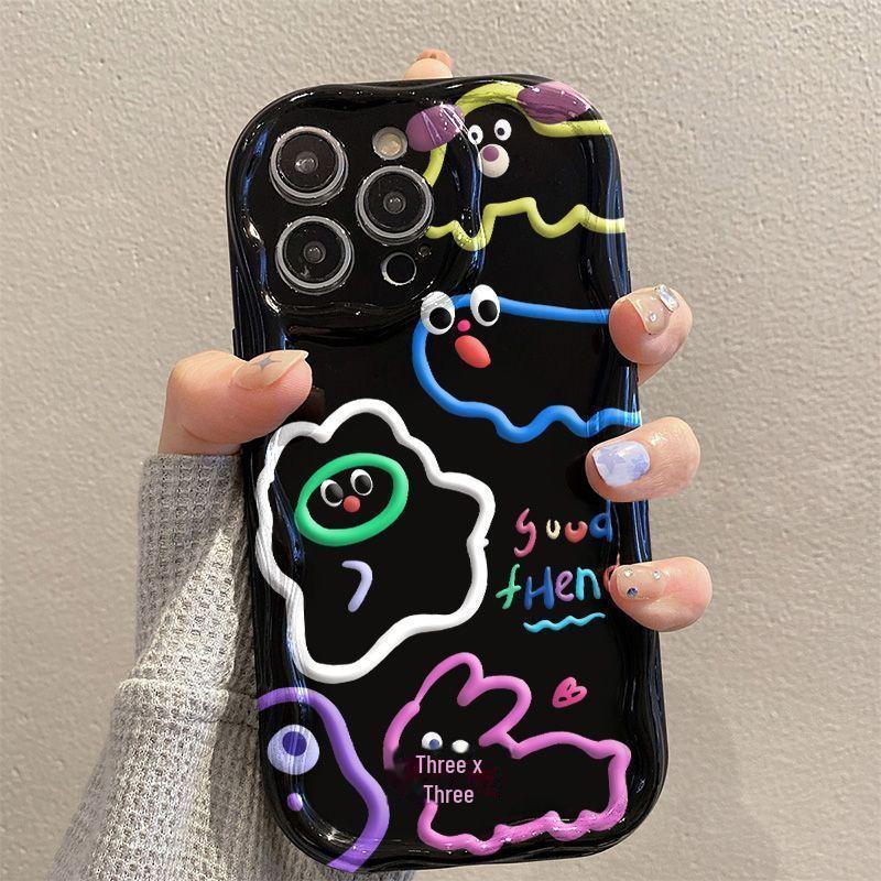 

Animal Line Expression Apple iPhone Case for Models 12/13/14/15 Pro Max, Cream, Fits XS/XR/7 iPhone X/XS