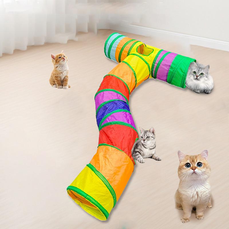 Cat Tunnel Interactive Indoor Cat Play Tunnel Peek Hole Interactive Kitten House Colorful Pet Supplies For Small Breeds Rabbits