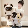 Big Eyes Cartoon Animal Plush Backpack Stuffed Fuzzy Black 3-color Siamese Cat Double Shoulders Bag Wallet Plushie Present