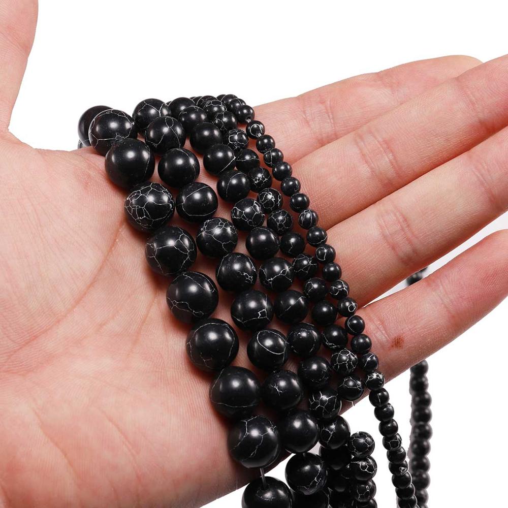 

1 нить/лот, 4/6/8/10/12 мм, гладкие натуральные черные бирюзовые бусины, круглые свободные бусины-разделители для изготовления ювелирных изделий, ожерелья, браслета «сделай сам» 8mm X 48Pcs