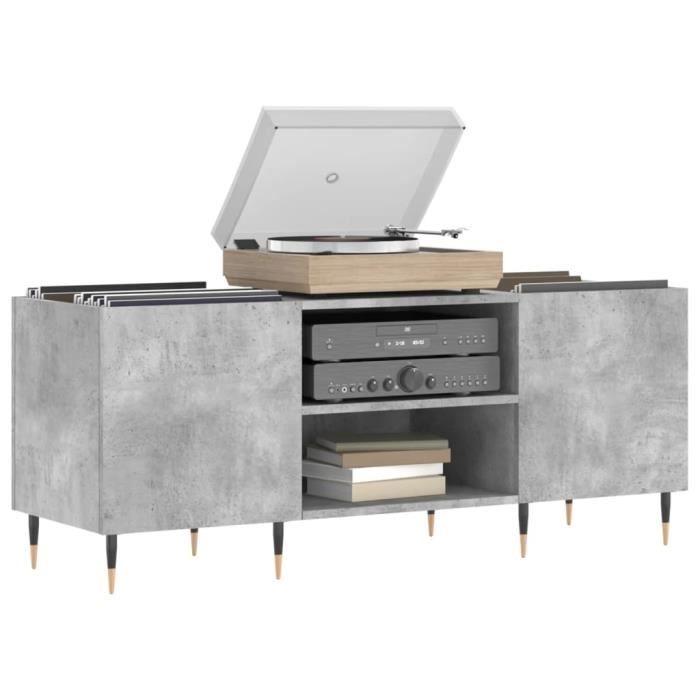 VidaXL Armoire à disques gris béton 121x38x48 cm bois d'ingénierie 831672