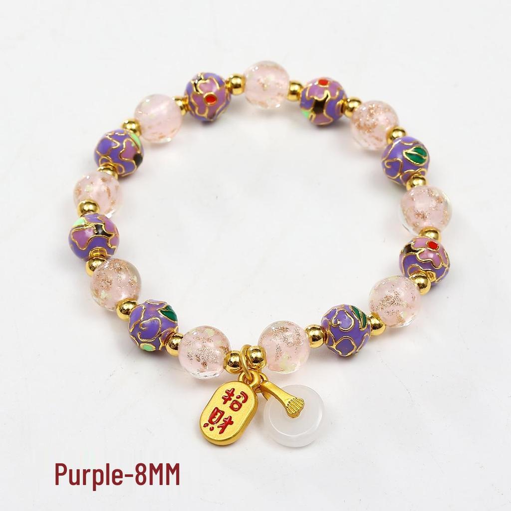 Cloisonné Enamel Floral Peace Buckle Bracelet - Luminous, High-End Jewelry for Women