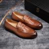 Fashion FELIX CHU Genuine Leather Men's Loafers Pointed Snake Pattern Slip-on Monk Shoes Wedding Party Casual Formal Men's Dress Shoes