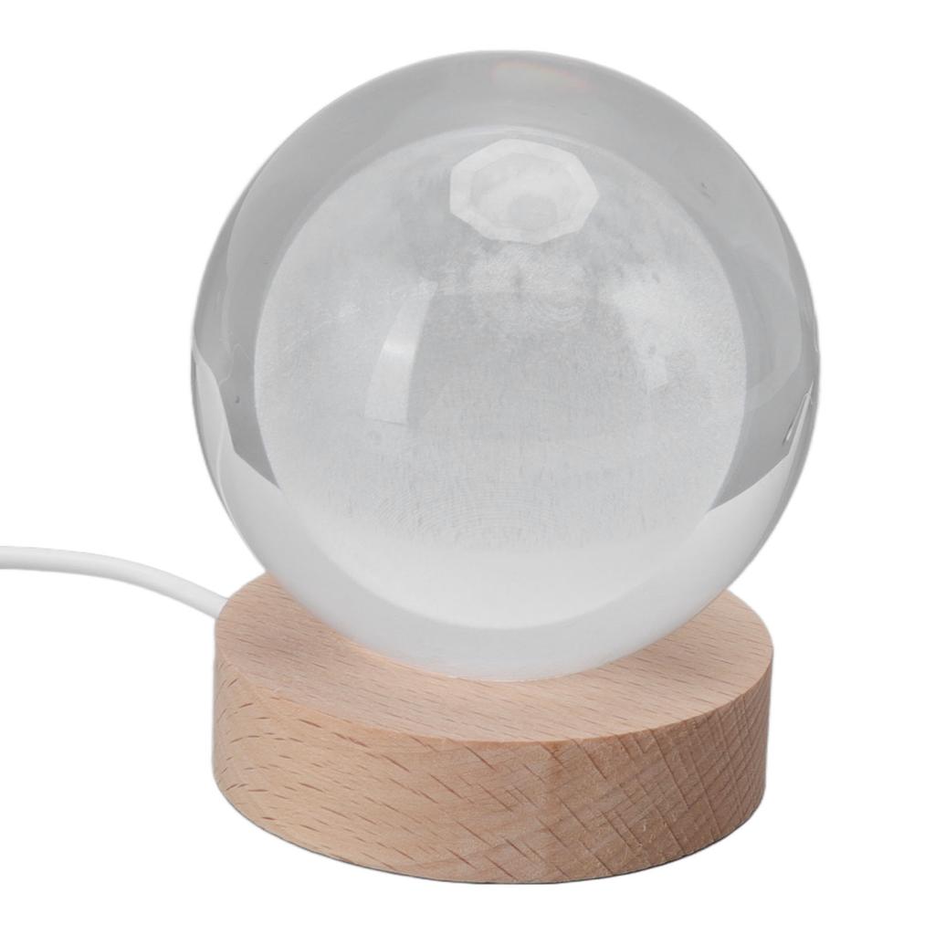3D Mond Nachtlampe Kristallkugel Nachtlicht LED Holz Inter Carving Tischdekorationen für Freunde Kinder Geschenke Mond
