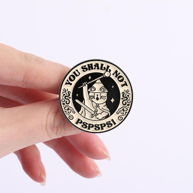 You Shall Not Pspsps Enamel Pins Funny Cat Kitten Brooches Lapel Badges Cute Cartoon Animal Quotes Jewelry Gift for Friends