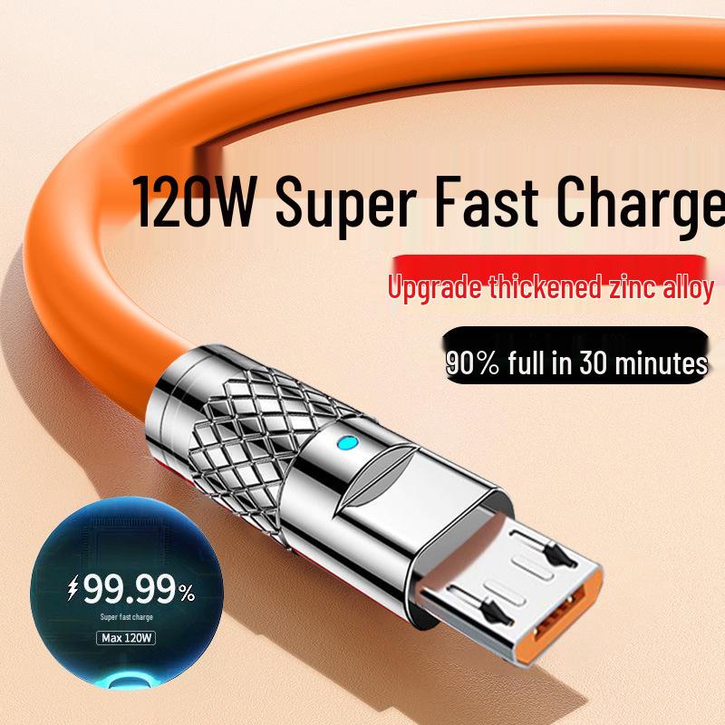 120W Fast Charging Type-C Cable for Huawei, Xiaomi, Oppo - Thickened Design, 6A Current