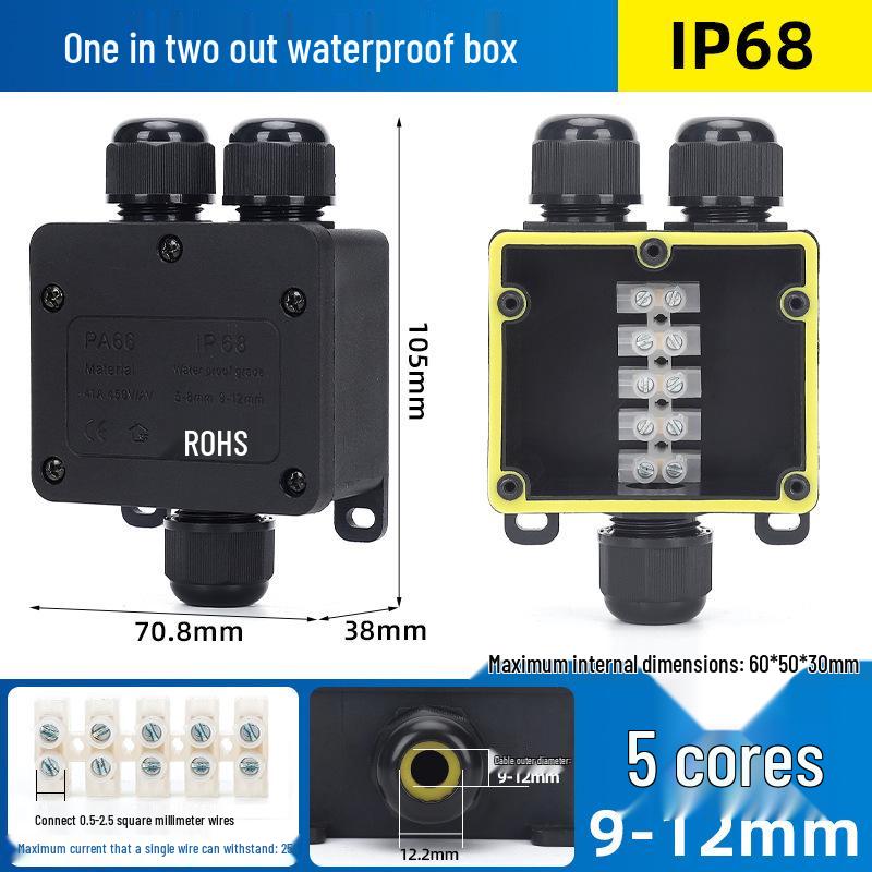 Outdoor IP68 Rainproof Plastic Junction Box with Terminal Block for PC Rooms & Street Lighting