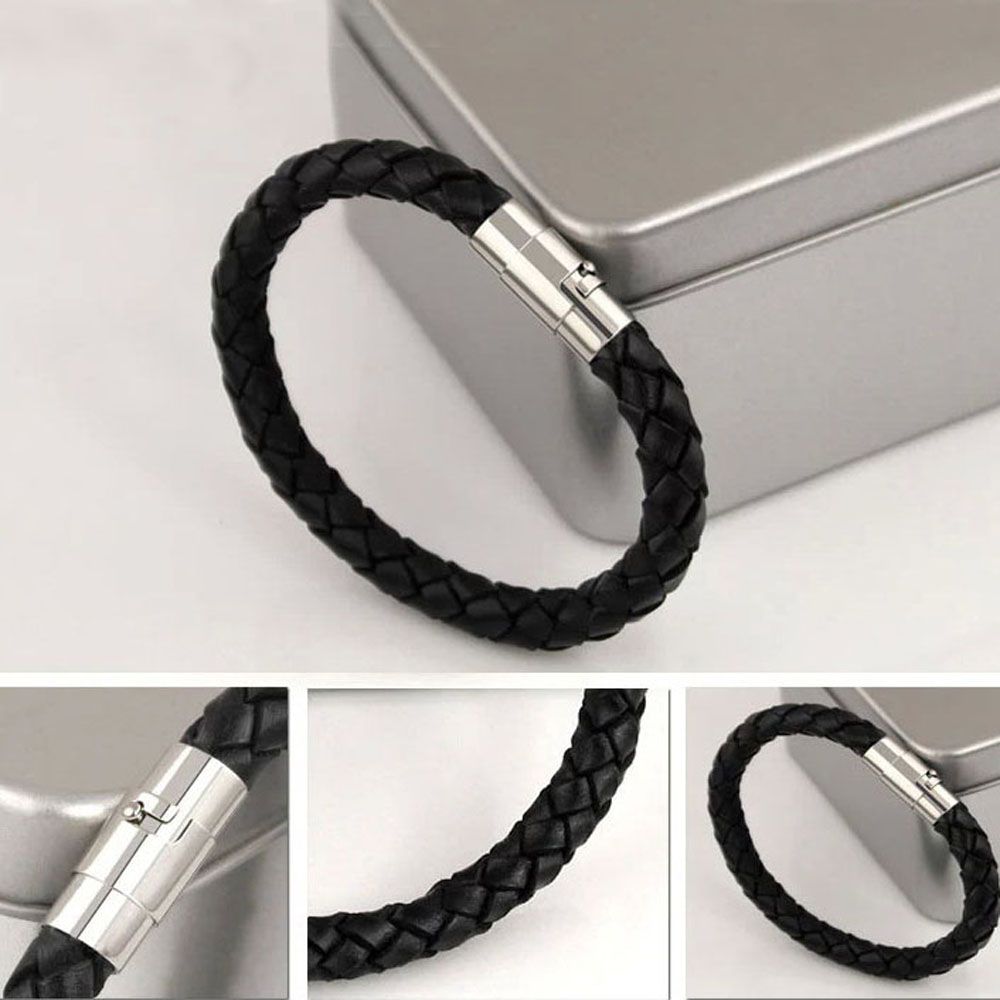 Trendy 1 Piece Women Men PU Leather Braided Fashion Accessories Magnetic Clasp Jewelry Bracelet