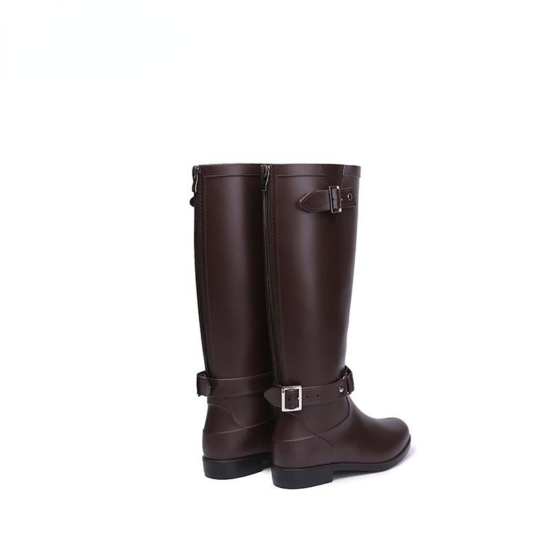 Rain Boots Fashion Water Boots Women's Long Sleeve Zipper High Heel Motorcycle Boots Waterproof and Anti Slip Rain Shoes Women