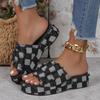Women Platform Slipper Denim Rome Thick 2025 Summer Heels Casual Sport Beach Ladies Slides Dress Women Sandals Flip Flop