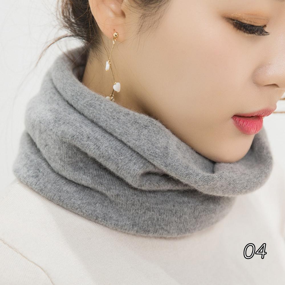 Women100% Wool Ring Scarves Soft Single Loop Neck Warmer Female Winter Cashmere Knitted Turtleneck Fake Collar Neckerchief