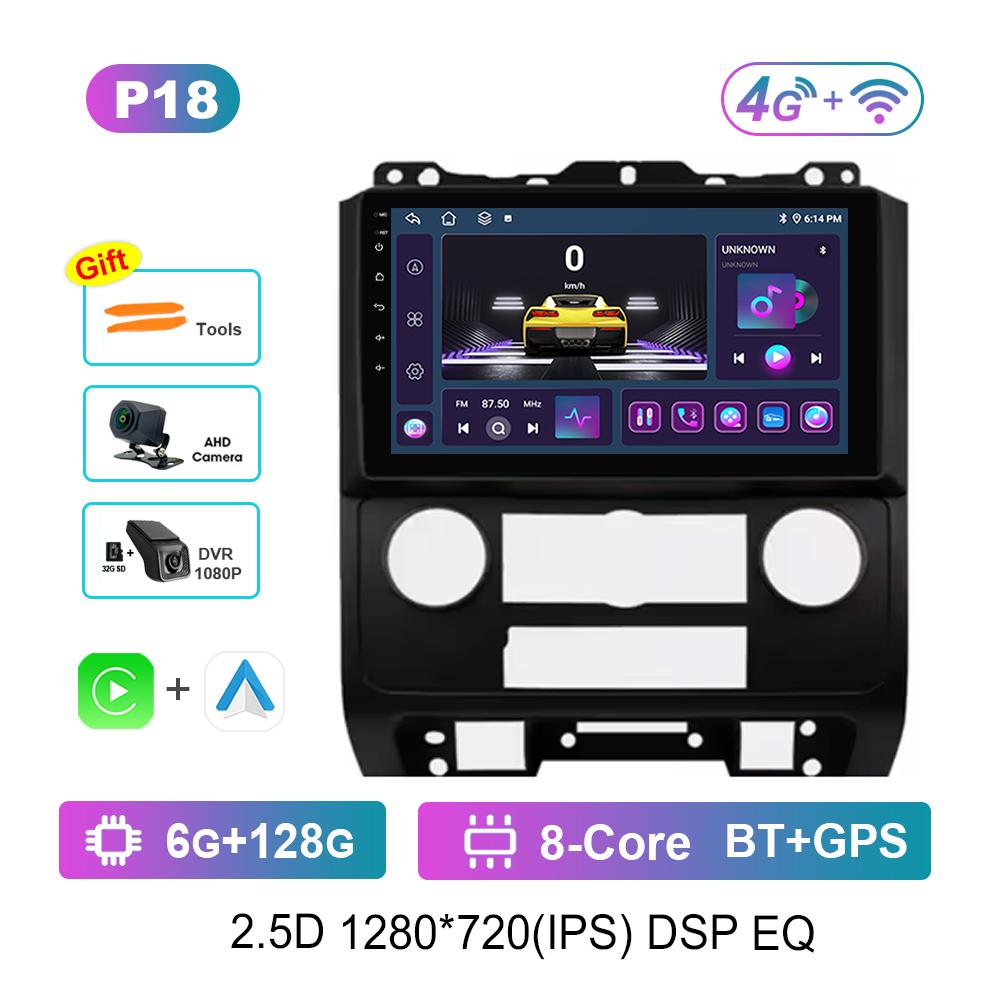 9 '' Car Video Multimedia Player DSP Stereo for Ford Escape 2007 - 2012 Carplay Android OS WiFi GPS 4G Bluetooth Split Screen