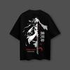 T-shirt Nera Oversize Yoriichi Kokushibo Anime Demon Slayer Uomo e Donna Traspirante Alta Qualità Y2K Manica Corta