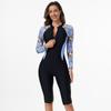 European and American One-piece Swimming Flat Angle Diving Long Sleeve Printing Middle East Conservative and Thin Zipper Swimsuit Women