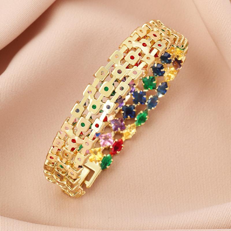 Luxury Shiny Micro Colorful Crystals Women Bracelet Fashion Hand Jewelry