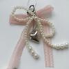 Zinc Zinc Alloy Pearl Keychain Heart Clasp Hanging Keyring Girlish Bow Bag Pendant  Handbag Decoration