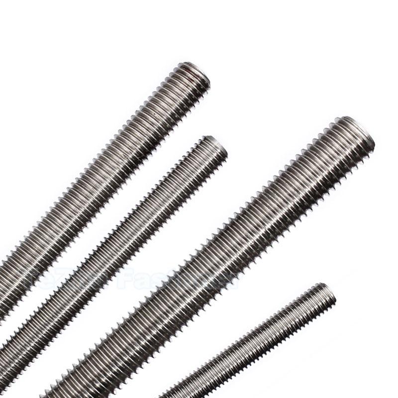 M2 M2.5 M3 M4 M5 M6 304 Stainless Steel Full Thread Rod Screw Rod Headless Bolt Thread Full-Thread Bar Stud Length 16mm - 500mm