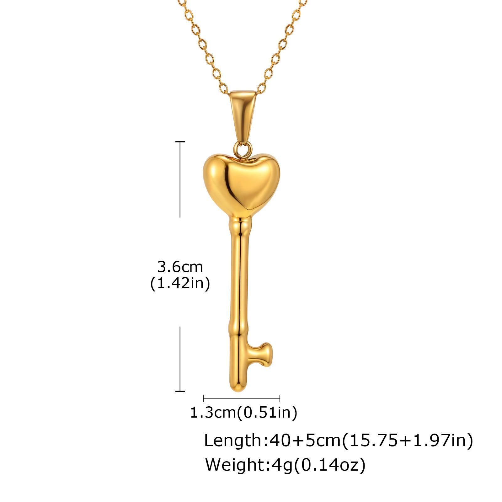 Stainless Steel Hollow Key Pendant Gold Necklace Women S Fashion Accessories
