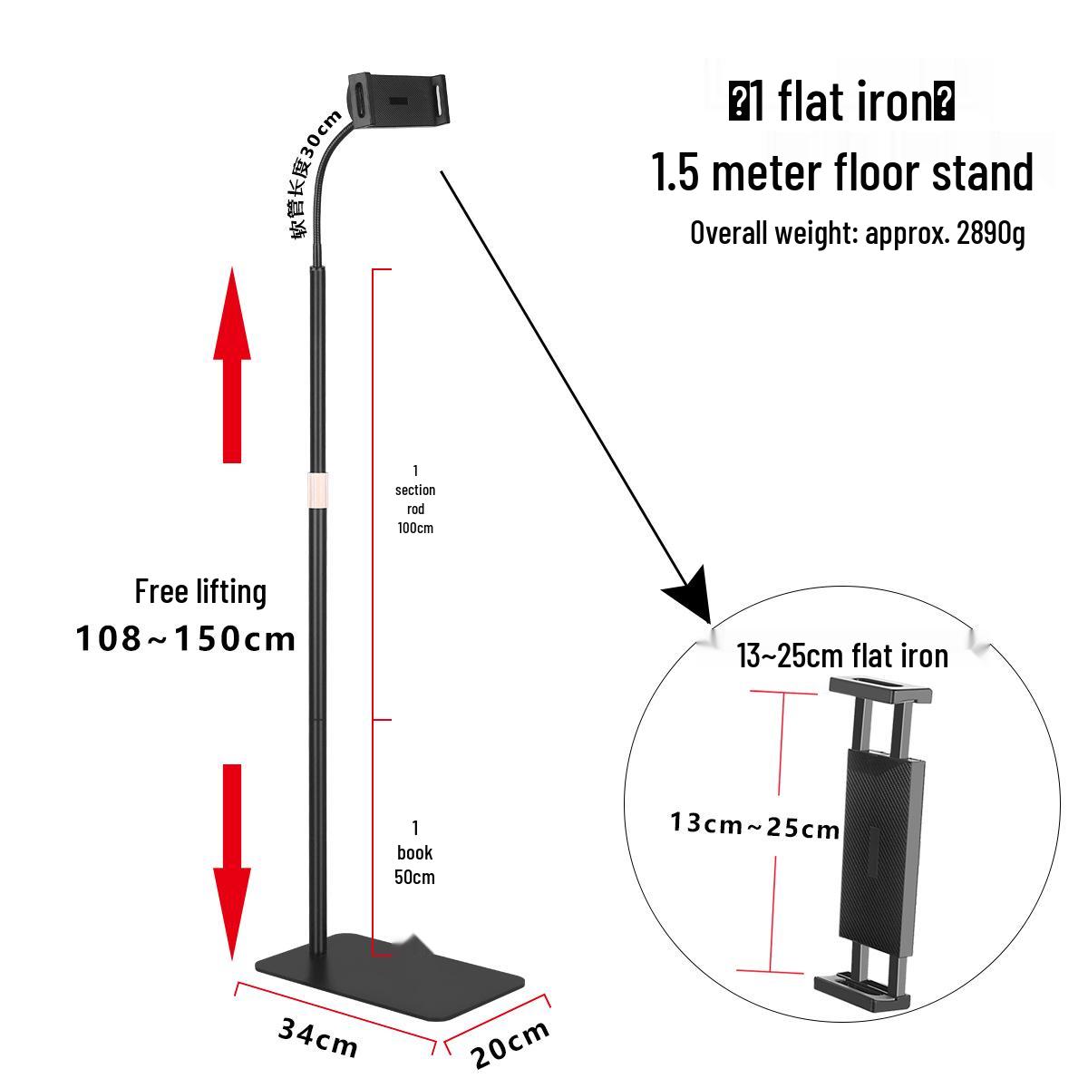1.8m Metal Floor Stand for Phones & Tablets - Universal Streaming & Binge-Watching Base