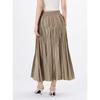 Women's Textured Pleated High-Waist A-Line Midi Skirt